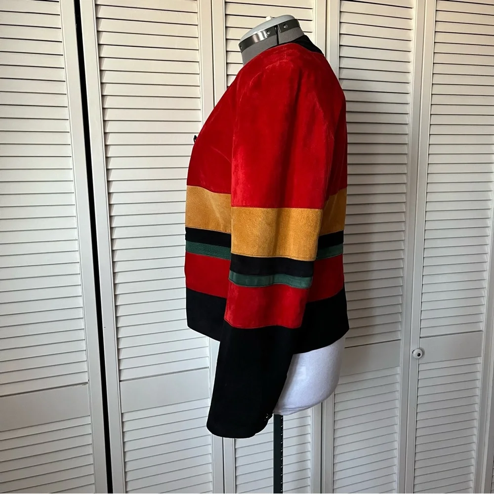 Vintage suede Colourblock jacket M - Picture 7 of 11